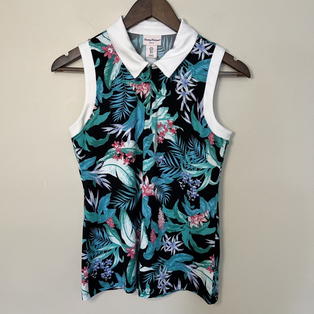 Tommy Bahama Golf Women's Sleeveless Top Tropical‎ Floral Sz Small Pickleball